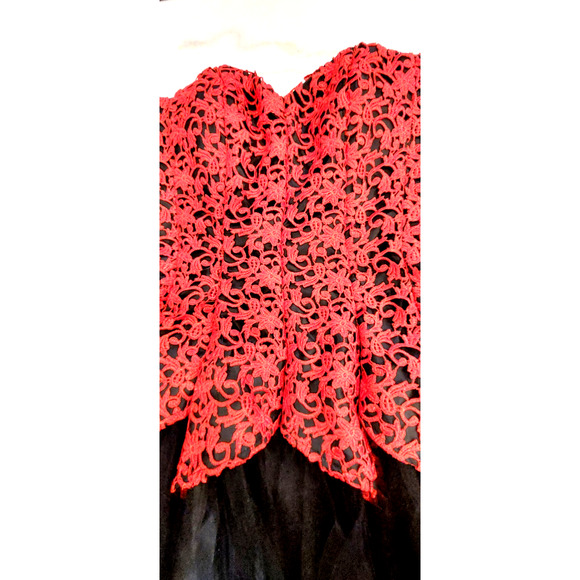 Masquerade Red/Black‎ Strapless Corset Dress Size 5/6 Party Prom Evening Tulle - Picture 5 of 10